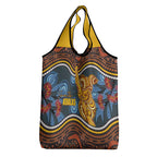 Aboriginal Dot Painting Koala Bear Grocery Bag Aussie Eucalyptus Caesia Flowers