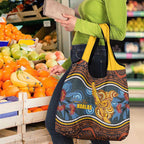 Aboriginal Dot Painting Koala Bear Grocery Bag Aussie Eucalyptus Caesia Flowers