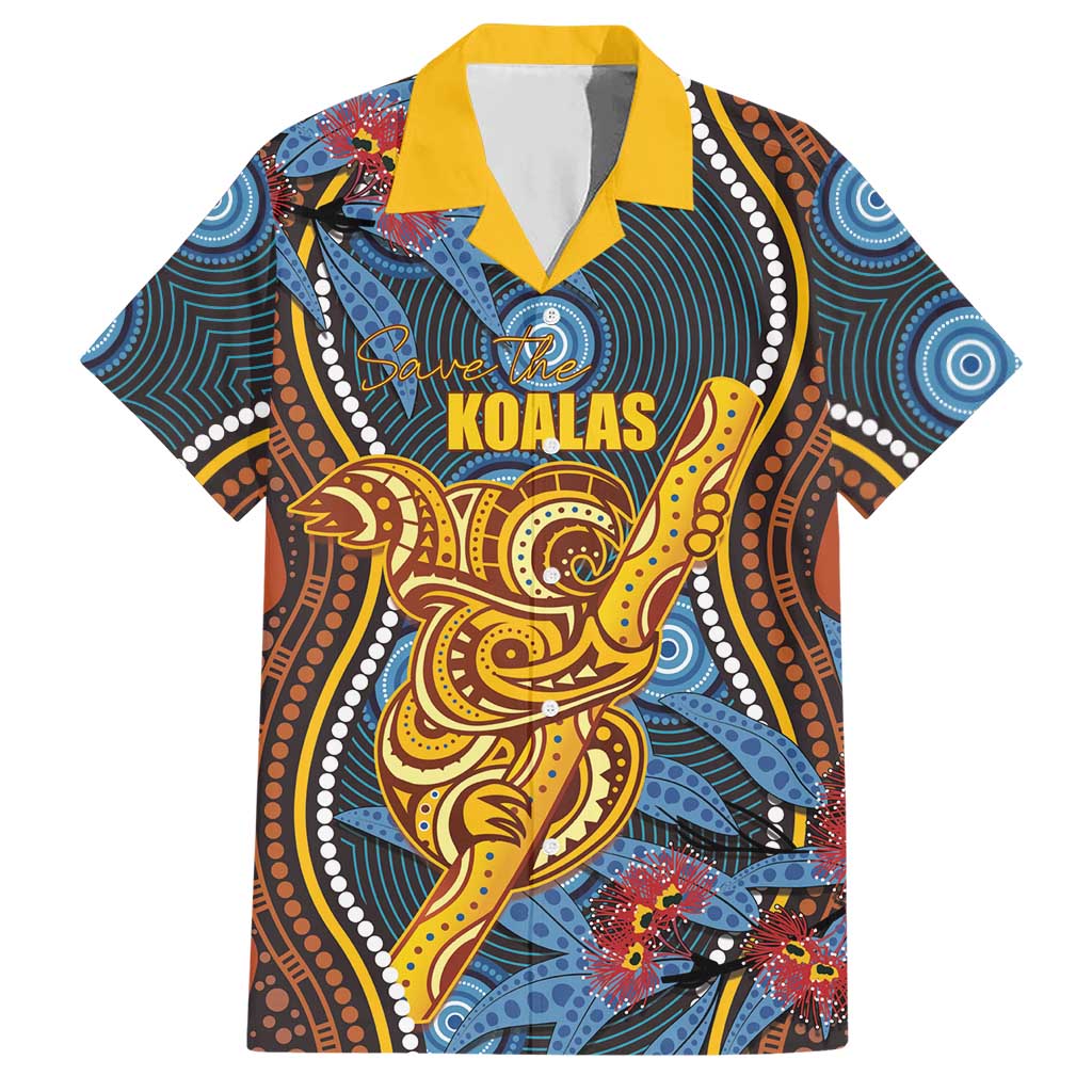 Aboriginal Dot Painting Koala Bear Personalised Hawaiian Shirt Aussie Eucalyptus Caesia Flowers
