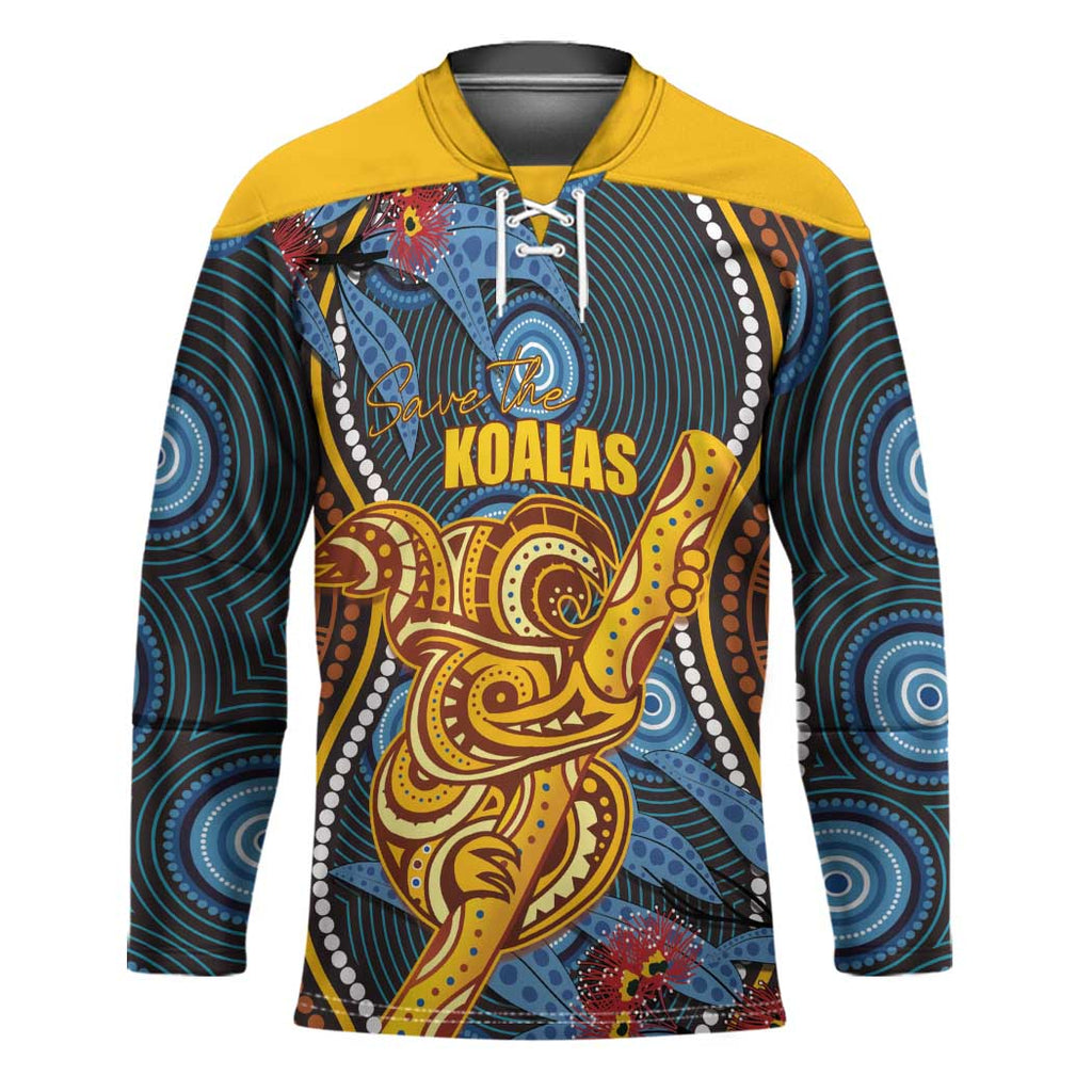 Aboriginal Dot Painting Koala Bear Personalised Hockey Jersey Aussie Eucalyptus Caesia Flowers