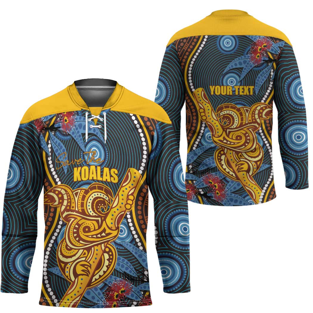 Aboriginal Dot Painting Koala Bear Personalised Hockey Jersey Aussie Eucalyptus Caesia Flowers