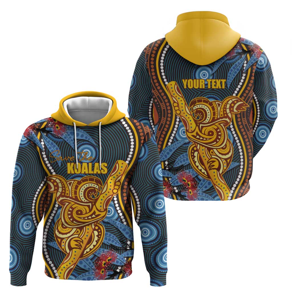 Aboriginal Dot Painting Koala Bear Personalised Hoodie Aussie Eucalyptus Caesia Flowers