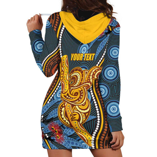 Aboriginal Dot Painting Koala Bear Personalised Hoodie Dress Aussie Eucalyptus Caesia Flowers