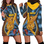 Aboriginal Dot Painting Koala Bear Personalised Hoodie Dress Aussie Eucalyptus Caesia Flowers