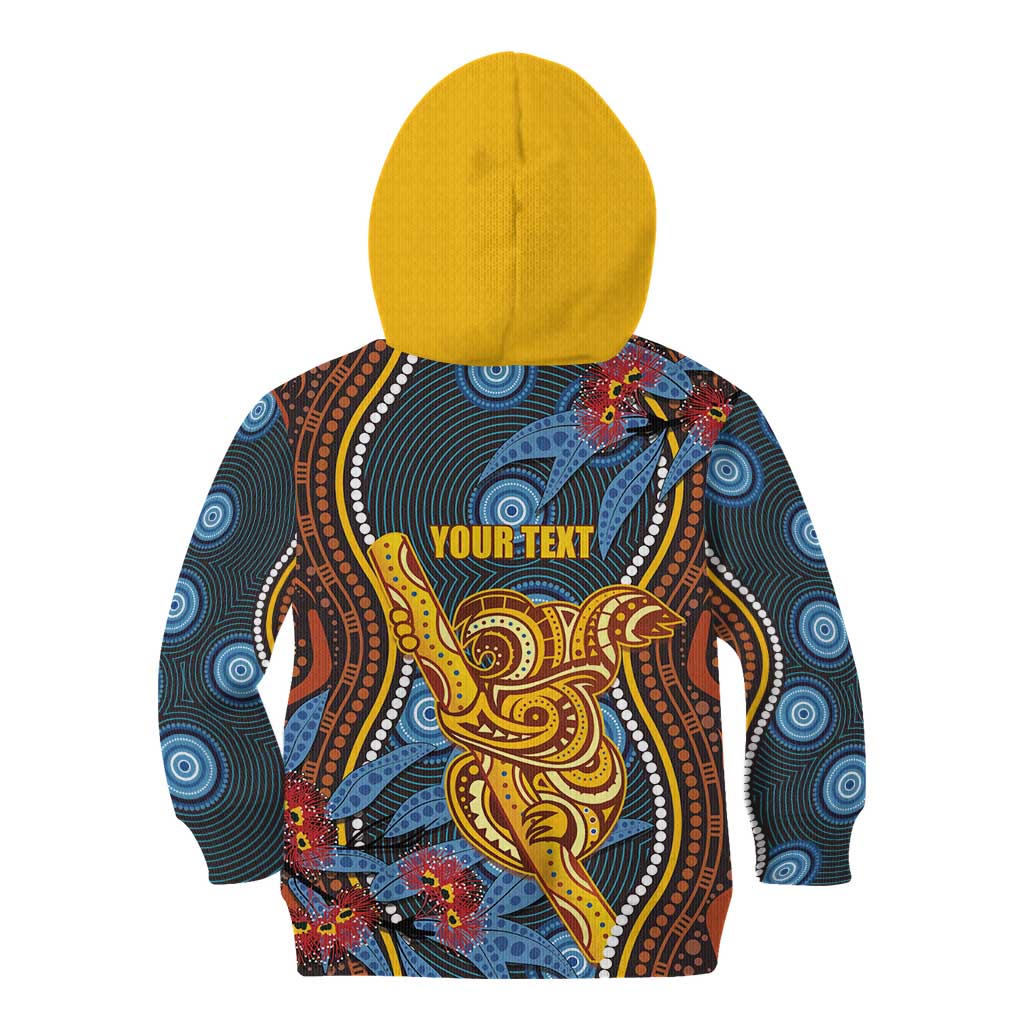 Aboriginal Dot Painting Koala Bear Personalised Kid Hoodie Aussie Eucalyptus Caesia Flowers