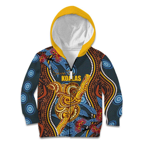 Aboriginal Dot Painting Koala Bear Personalised Kid Hoodie Aussie Eucalyptus Caesia Flowers