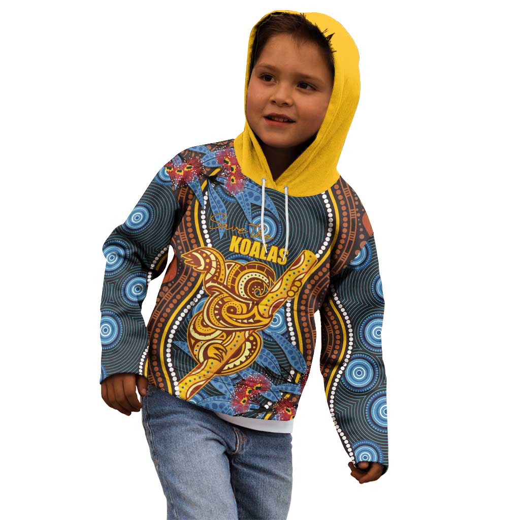 Aboriginal Dot Painting Koala Bear Personalised Kid Hoodie Aussie Eucalyptus Caesia Flowers