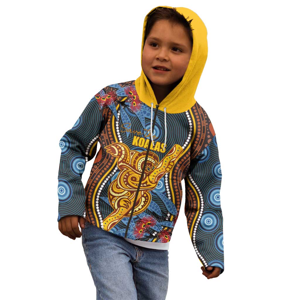 Aboriginal Dot Painting Koala Bear Personalised Kid Hoodie Aussie Eucalyptus Caesia Flowers
