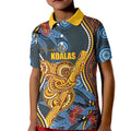 Aboriginal Dot Painting Koala Bear Personalised Kid Polo Shirt Aussie Eucalyptus Caesia Flowers