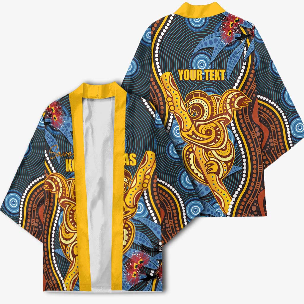 Aboriginal Dot Painting Koala Bear Personalised Kimono Aussie Eucalyptus Caesia Flowers