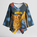 Aboriginal Dot Painting Koala Bear Personalised Kimono Sleeve Blouse Aussie Eucalyptus Caesia Flowers