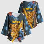 Aboriginal Dot Painting Koala Bear Personalised Kimono Sleeve Blouse Aussie Eucalyptus Caesia Flowers