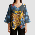 Aboriginal Dot Painting Koala Bear Personalised Kimono Sleeve Blouse Aussie Eucalyptus Caesia Flowers