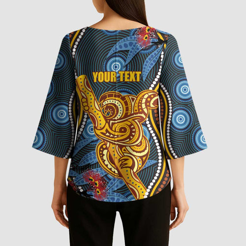 Aboriginal Dot Painting Koala Bear Personalised Kimono Sleeve Blouse Aussie Eucalyptus Caesia Flowers
