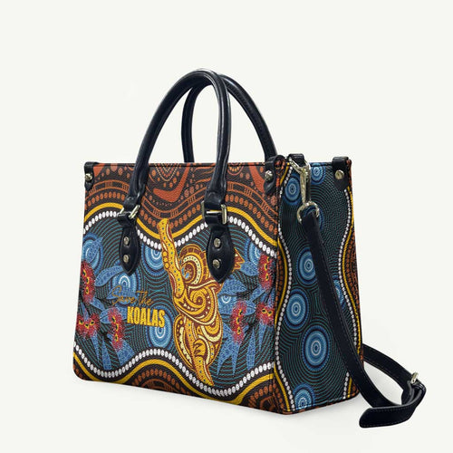 Aboriginal Dot Painting Koala Bear Leather Bag Aussie Eucalyptus Caesia Flowers