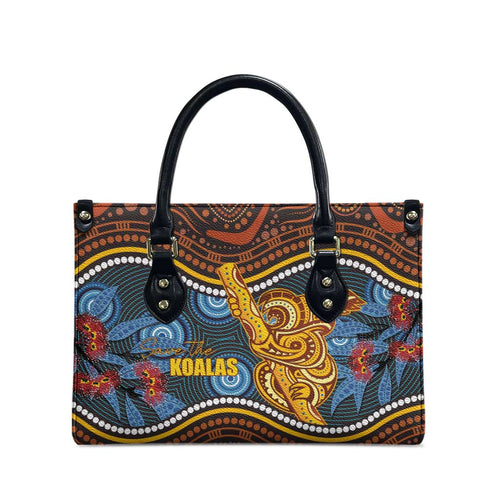 Aboriginal Dot Painting Koala Bear Leather Bag Aussie Eucalyptus Caesia Flowers