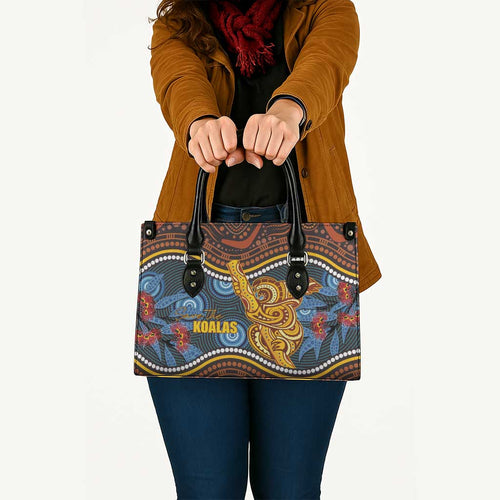 Aboriginal Dot Painting Koala Bear Leather Bag Aussie Eucalyptus Caesia Flowers