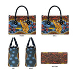 Aboriginal Dot Painting Koala Bear Leather Bag Aussie Eucalyptus Caesia Flowers