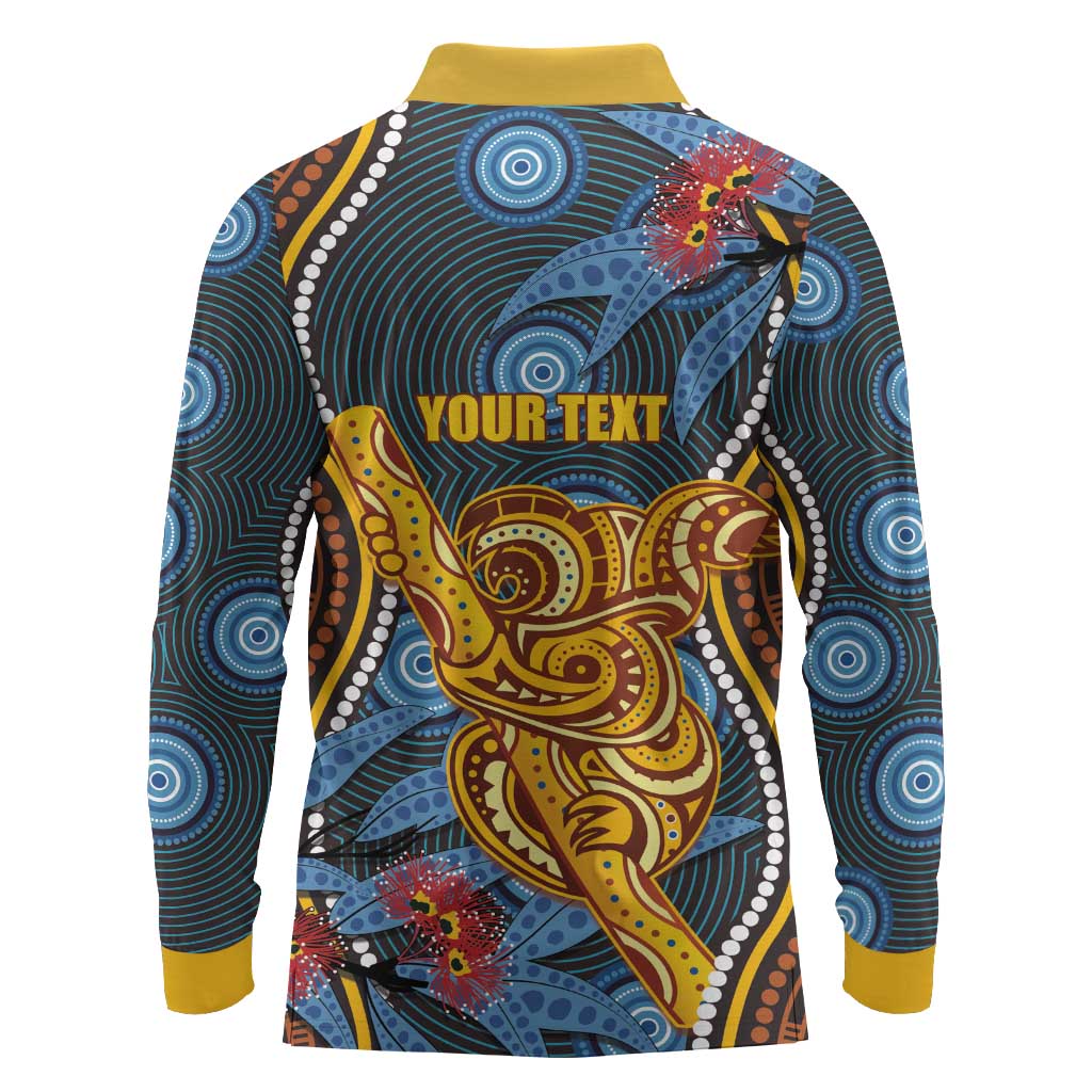 Aboriginal Dot Painting Koala Bear Personalised Long Sleeve Polo Shirt Aussie Eucalyptus Caesia Flowers