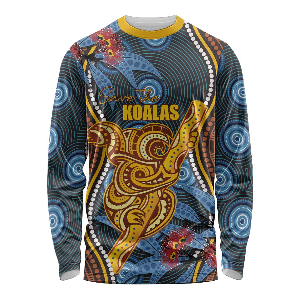 Aboriginal Dot Painting Koala Bear Personalised Long Sleeve Shirt Aussie Eucalyptus Caesia Flowers