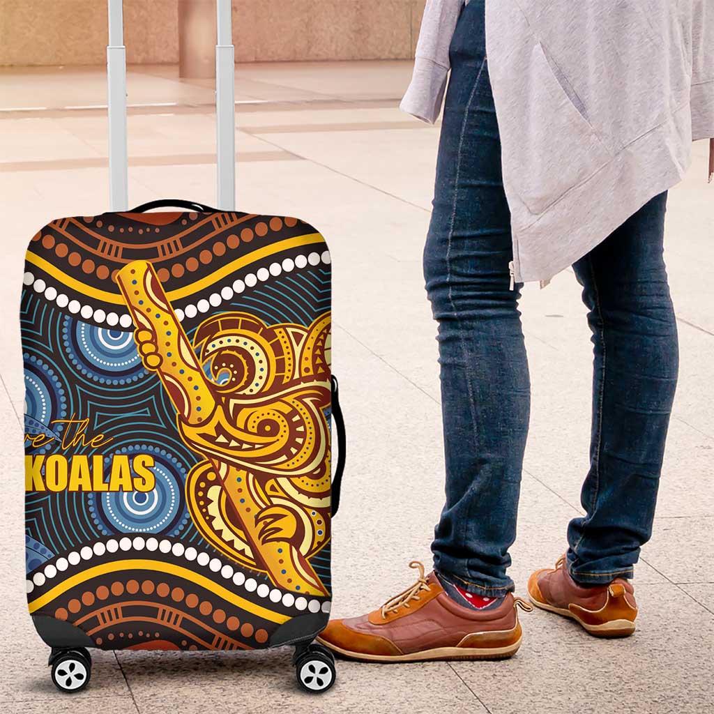Aboriginal Dot Painting Koala Bear Luggage Cover Aussie Eucalyptus Caesia Flowers