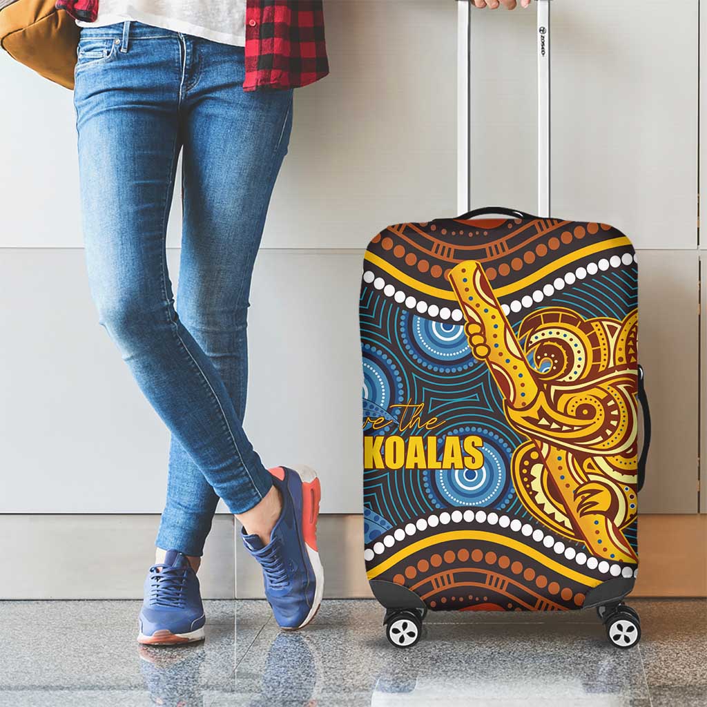 Aboriginal Dot Painting Koala Bear Luggage Cover Aussie Eucalyptus Caesia Flowers