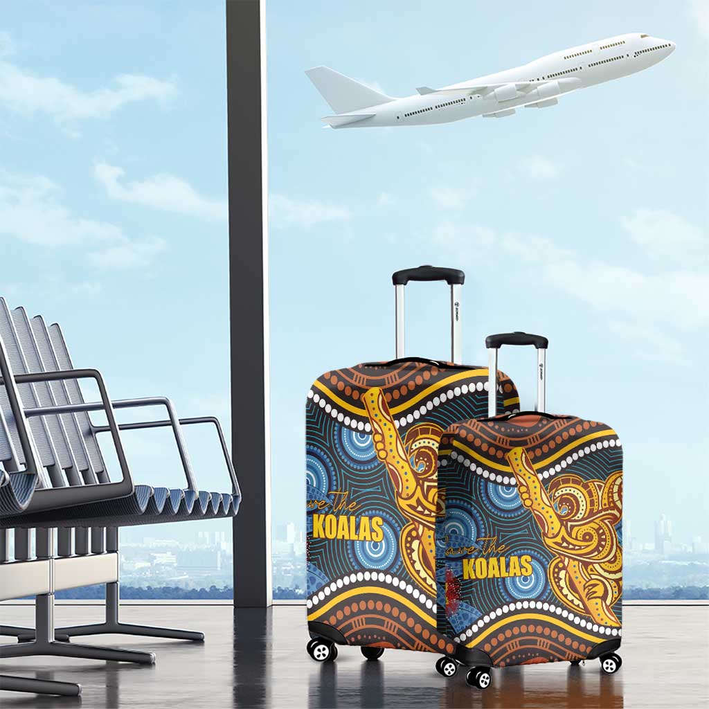 Aboriginal Dot Painting Koala Bear Luggage Cover Aussie Eucalyptus Caesia Flowers