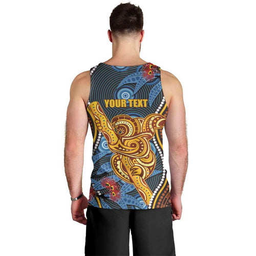 Aboriginal Dot Painting Koala Bear Personalised Men Tank Top Aussie Eucalyptus Caesia Flowers