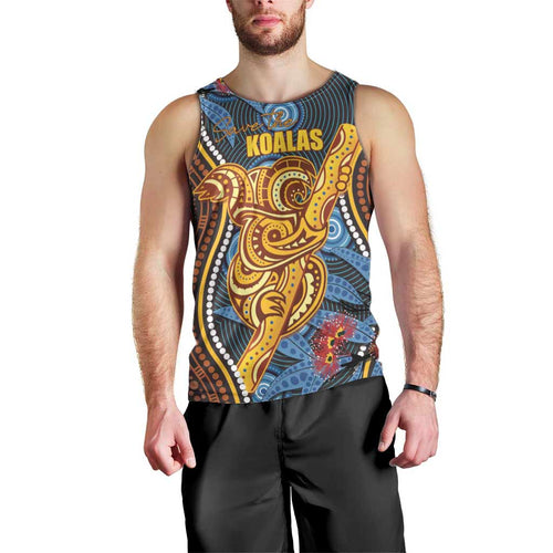 Aboriginal Dot Painting Koala Bear Personalised Men Tank Top Aussie Eucalyptus Caesia Flowers