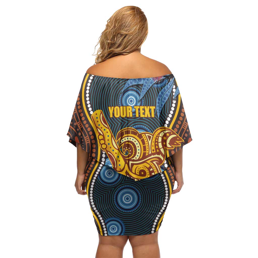 Aboriginal Dot Painting Koala Bear Personalised Off Shoulder Short Dress Aussie Eucalyptus Caesia Flowers