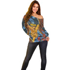 Aboriginal Dot Painting Koala Bear Personalised Off Shoulder Sweater Aussie Eucalyptus Caesia Flowers