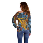 Aboriginal Dot Painting Koala Bear Personalised Off Shoulder Sweater Aussie Eucalyptus Caesia Flowers