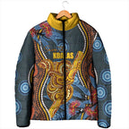 Aboriginal Dot Painting Koala Bear Personalised Padded Jacket Aussie Eucalyptus Caesia Flowers