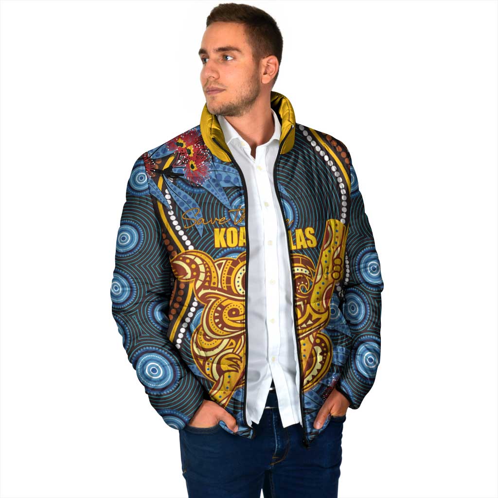 Aboriginal Dot Painting Koala Bear Personalised Padded Jacket Aussie Eucalyptus Caesia Flowers