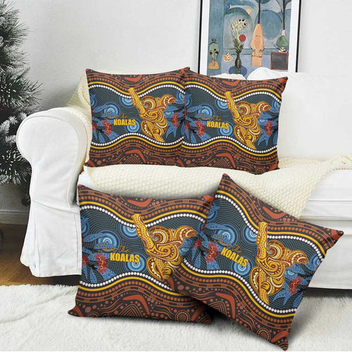 Aboriginal Dot Painting Koala Bear Pillow Cover Aussie Eucalyptus Caesia Flowers