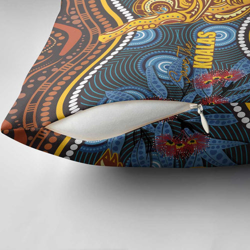 Aboriginal Dot Painting Koala Bear Pillow Cover Aussie Eucalyptus Caesia Flowers
