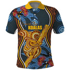 Aboriginal Dot Painting Koala Bear Personalised Polo Shirt Aussie Eucalyptus Caesia Flowers