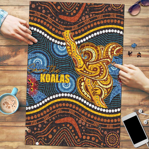 Aboriginal Dot Painting Koala Bear Puzzle Aussie Eucalyptus Caesia Flowers