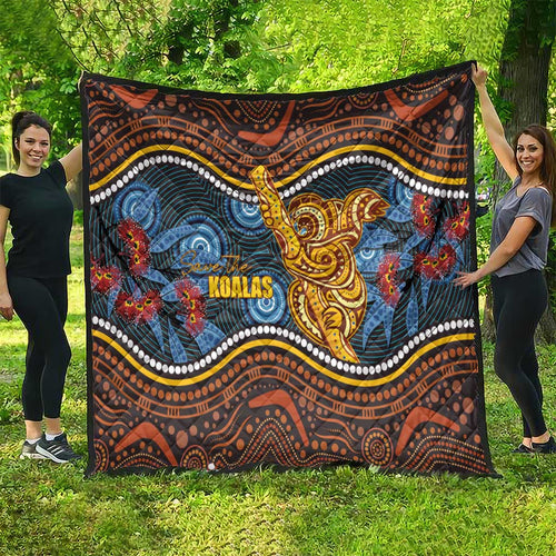 Aboriginal Dot Painting Koala Bear Quilt Aussie Eucalyptus Caesia Flowers