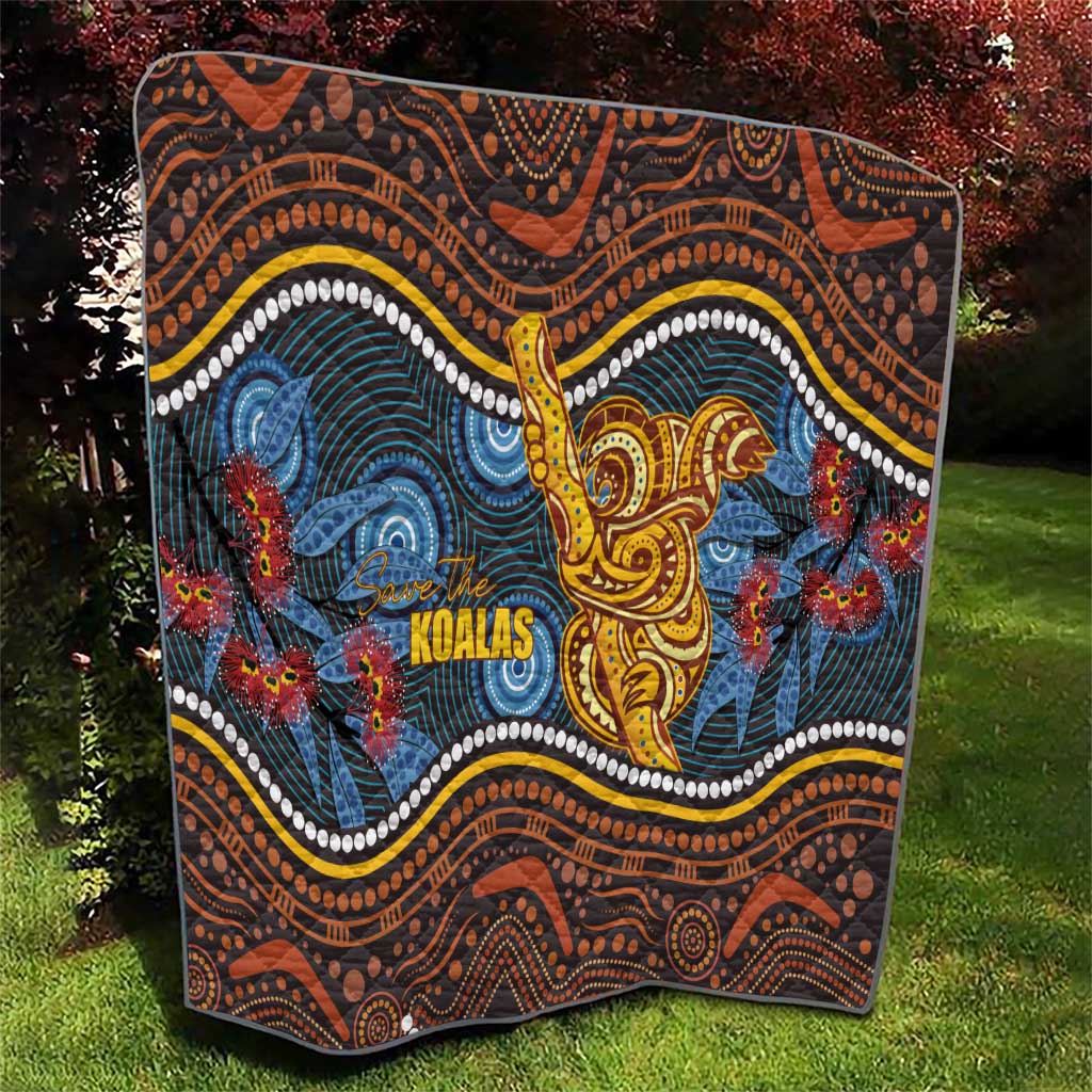 Aboriginal Dot Painting Koala Bear Quilt Aussie Eucalyptus Caesia Flowers