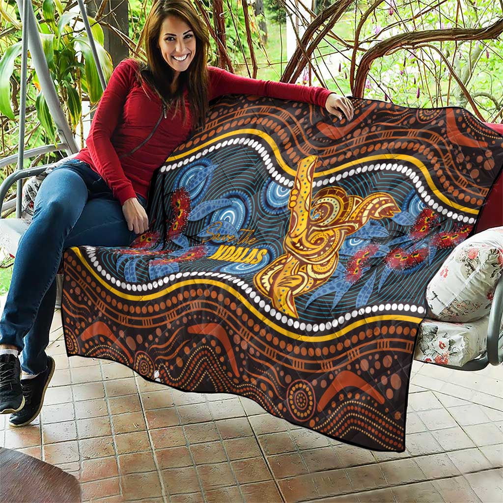 Aboriginal Dot Painting Koala Bear Quilt Aussie Eucalyptus Caesia Flowers