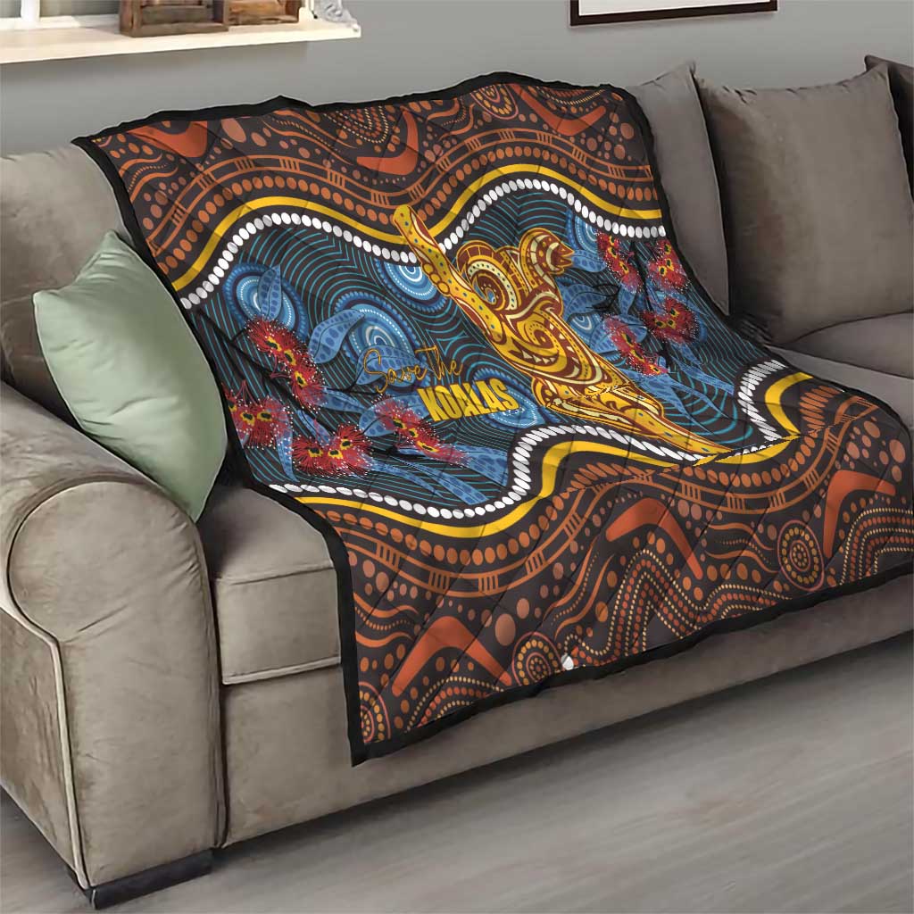 Aboriginal Dot Painting Koala Bear Quilt Aussie Eucalyptus Caesia Flowers
