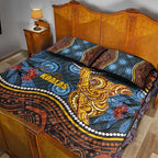 Aboriginal Dot Painting Koala Bear Quilt Bed Set Aussie Eucalyptus Caesia Flowers