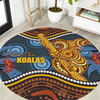 Aboriginal Dot Painting Koala Bear Round Carpet Aussie Eucalyptus Caesia Flowers