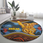 Aboriginal Dot Painting Koala Bear Round Carpet Aussie Eucalyptus Caesia Flowers
