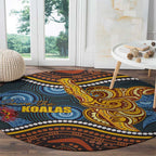 Aboriginal Dot Painting Koala Bear Round Carpet Aussie Eucalyptus Caesia Flowers