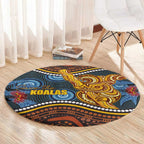 Aboriginal Dot Painting Koala Bear Round Carpet Aussie Eucalyptus Caesia Flowers