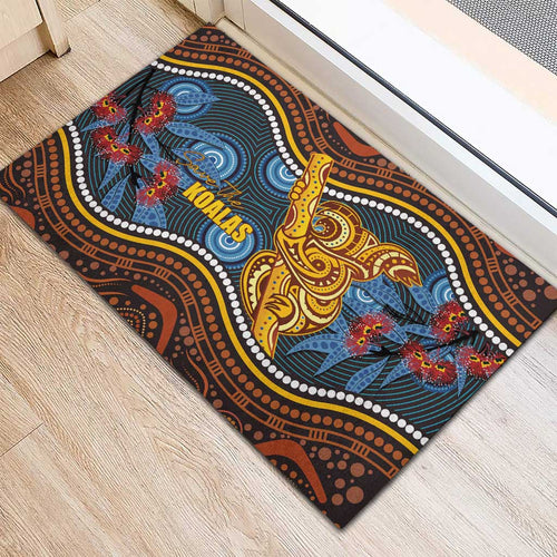 Aboriginal Dot Painting Koala Bear Rubber Doormat Aussie Eucalyptus Caesia Flowers