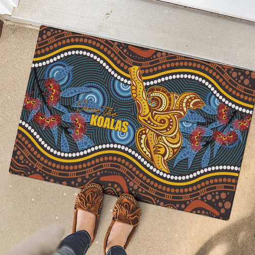 Aboriginal Dot Painting Koala Bear Rubber Doormat Aussie Eucalyptus Caesia Flowers