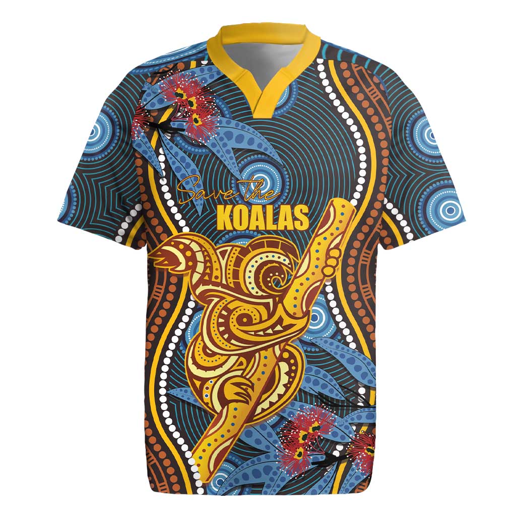 Aboriginal Dot Painting Koala Bear Personalised Rugby Jersey Aussie Eucalyptus Caesia Flowers